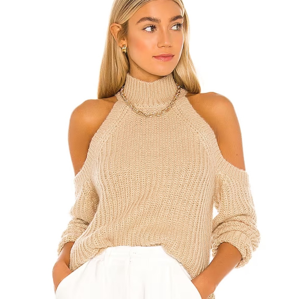 MAJORELLE Estrid Cold Shoulder Sweater in Camel